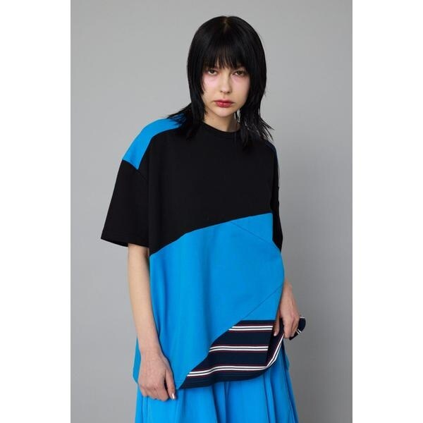 12/2のみ値下げ中HeRIN.CYEベアトップ Trapezoid switching dress トラベゾイド スウィッチング ドレス