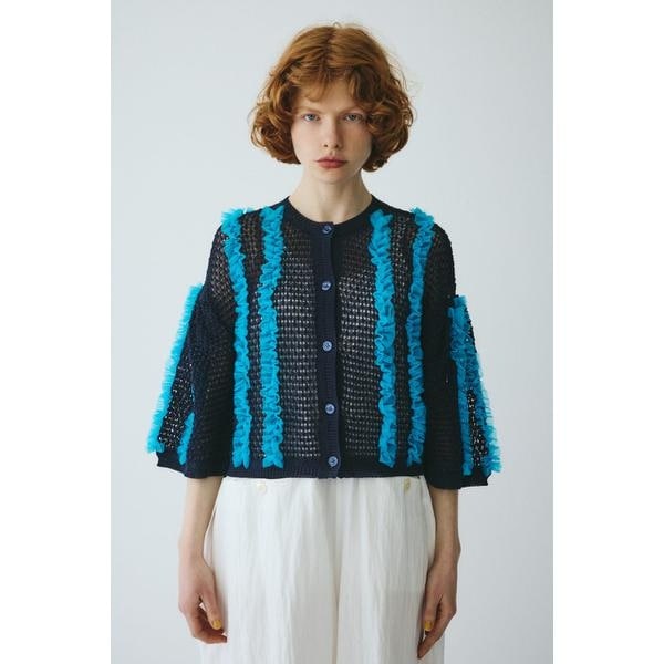 ヘリンドットサイ（HeRIN．CYE）/Frill mesh cardigan