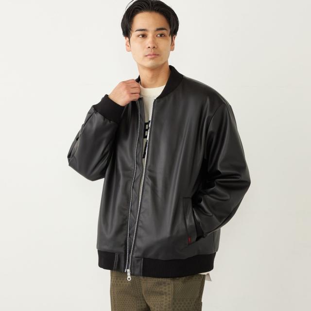 シップス カラーズ（SHIPS Colors）/SHIPS Colors:THERMOLITE(R) ボア ボマー ジャケット 合成皮革◇