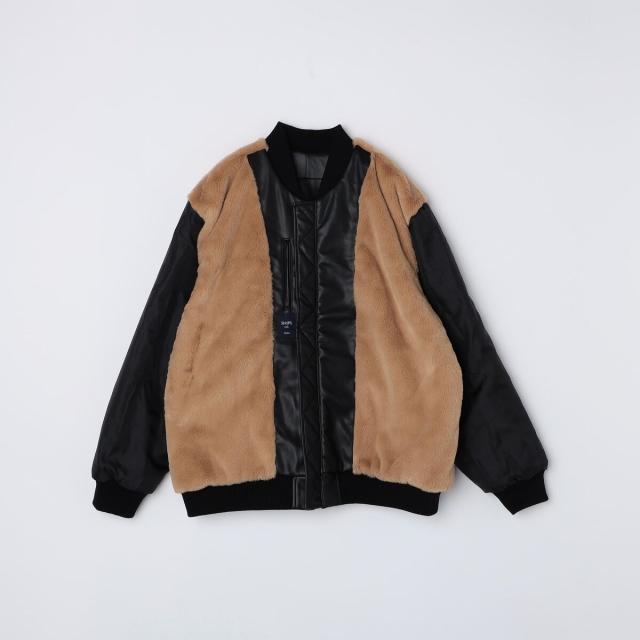 シップス カラーズ（SHIPS Colors）/SHIPS Colors:THERMOLITE(R) ボア ボマー ジャケット 合成皮革◇_3