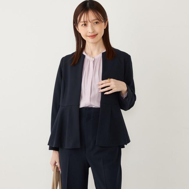 シップス カラーズ（SHIPS Colors）/《一部追加予約》SHIPS Colors:ストレッチ ジョーゼット ペプラム ジャケット◆