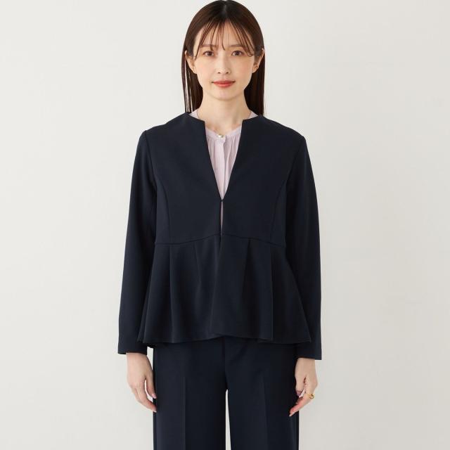 シップス カラーズ（SHIPS Colors）/《一部追加予約》SHIPS Colors:ストレッチ ジョーゼット ペプラム ジャケット◆