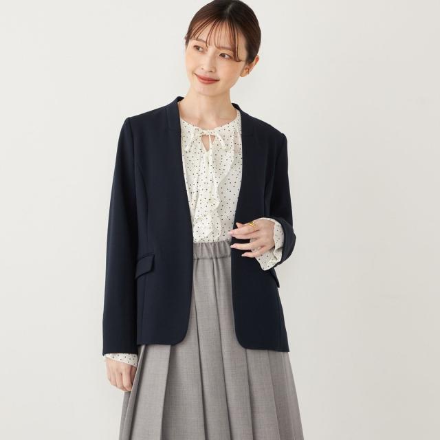 シップス カラーズ（SHIPS Colors）/《一部追加予約》SHIPS Colors:ストレッチ ジョーゼット Vカラー ジャケット3 ◆