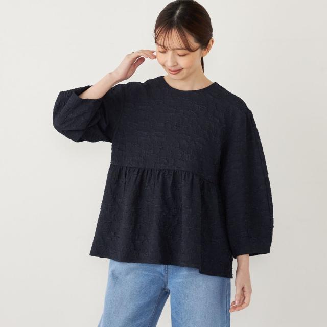 シップス カラーズ（SHIPS Colors）/SHIPS Colors:〈手洗い可能〉フクレ ジャカード タックスリーブ ブラウスの通販は