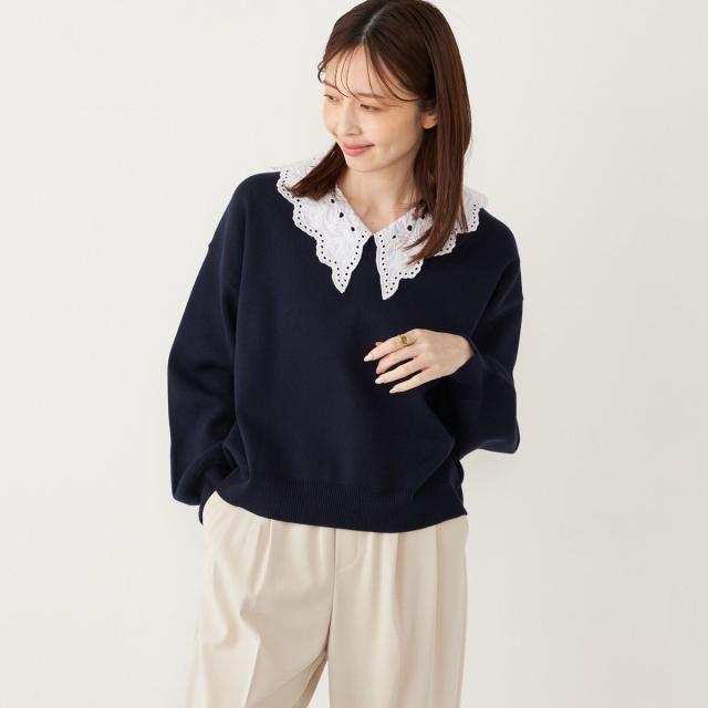 シップス カラーズ（SHIPS Colors）/SHIPS Colors:〈手洗い可能〉レースカラー ニットの通販は 6,208円