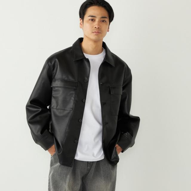 シップス カラーズ（SHIPS Colors）/SHIPS Colors:合成皮革 CPO シャツジャケット◇