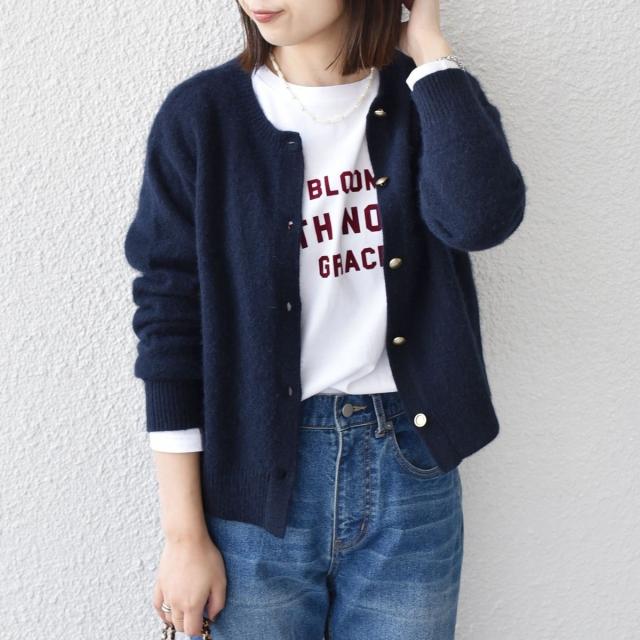 シップス カラーズ（SHIPS Colors）/SHIPS Colors:フォックス アンゴラ クルーネック カーディガン◇