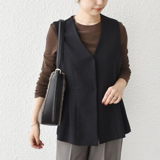 シップス カラーズ（SHIPS Colors）/《予約》SHIPS Colors:ウールライク ペプラム ベスト 2（セットアップ対応可能）◆