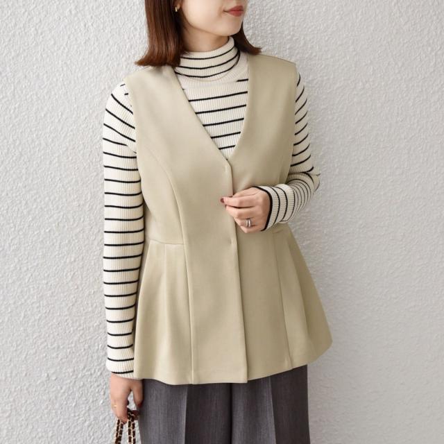 シップス カラーズ（SHIPS Colors）/《予約》SHIPS Colors:ウールライク ペプラム ベスト 2（セットアップ対応可能）◆