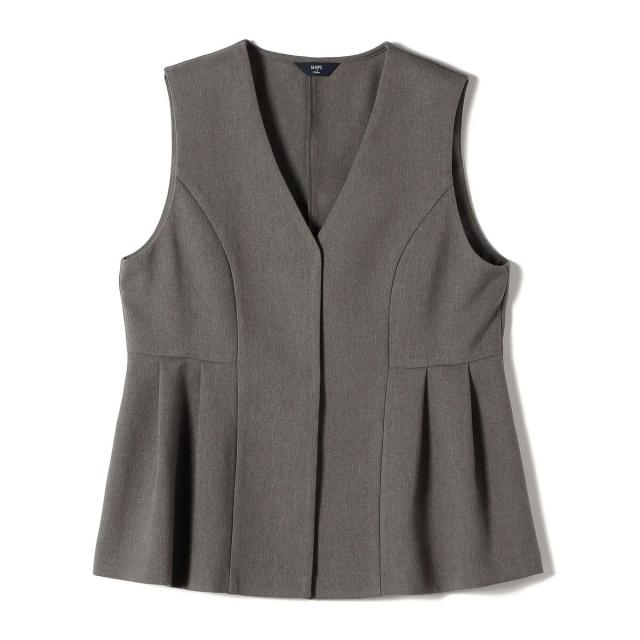 シップス カラーズ（SHIPS Colors）/《予約》SHIPS Colors:ウールライク ペプラム ベスト 2（セットアップ対応可能）◆