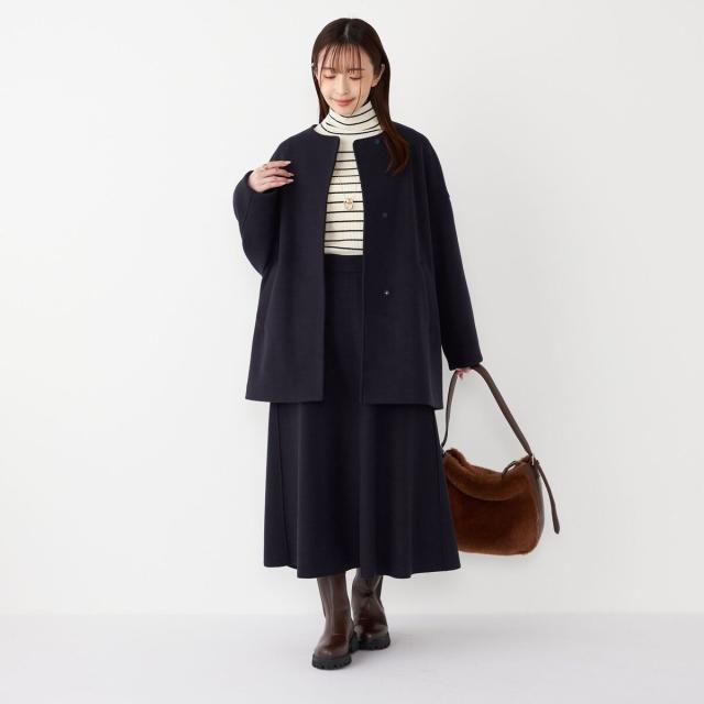 シップス カラーズ（SHIPS Colors）/《予約》SHIPS Colors:〈手洗い可能〉ジャージーメルトン ノーカラー コート 2