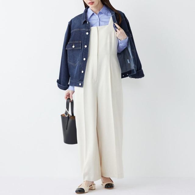 シップス カラーズ（SHIPS Colors）/《予約》SHIPS Colors:〈手洗い可能〉ポリエステル/リネン スラブ オールインワン◆