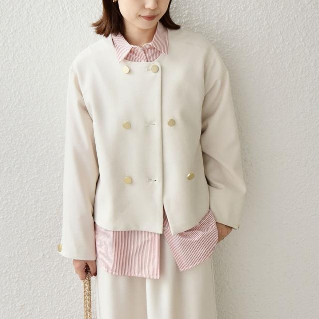 シップス カラーズ（SHIPS Colors）/《予約》SHIPS Colors:〈手洗い可能〉ポリエステル/リネン スラブ ノーカラージャケット◆