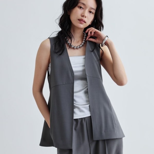 ギャレスト（GALLEST）/【セットアップ対応】イージーペプラムジレ