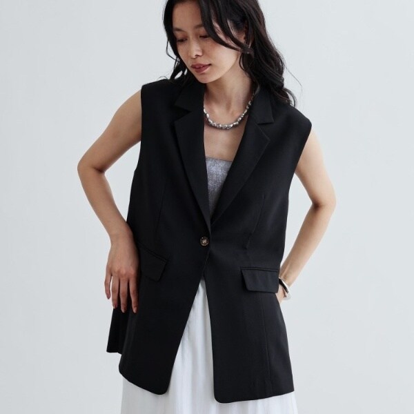 ギャレスト（GALLEST）/【セットアップ対応】リネンライクジレジャケット【カセット服通勤・オフィス】_1