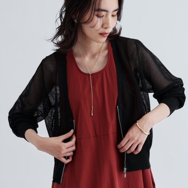 ギャレスト（GALLEST）/【再入荷】メッシュジップカーディガン