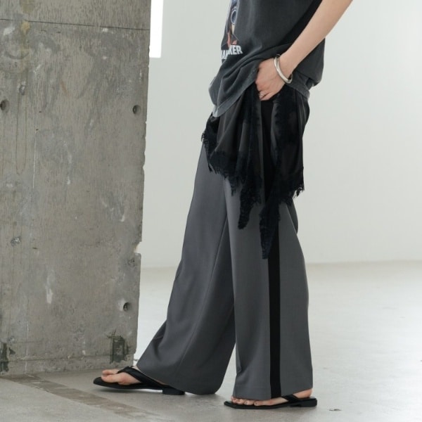 ギャレスト（GALLEST）/Comfy SET UP｜イージーサイドラインワイドパンツ【セットアップ対応／通勤／カセット服／接触冷感／UVカッ