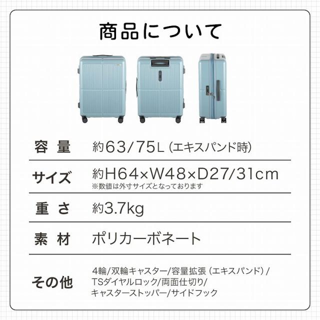 エース（ACE）/スーツケース 63/75L 拡張機能 キャスターストッパー ACE ファームロード 05892_11