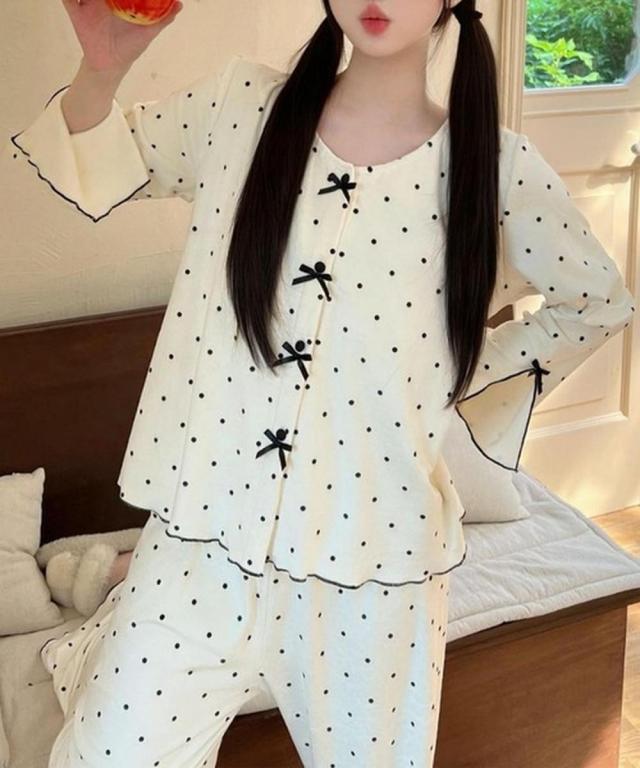 アイモハ（aimoha）/リボン付きドット柄3点セットルームウェアの通販は