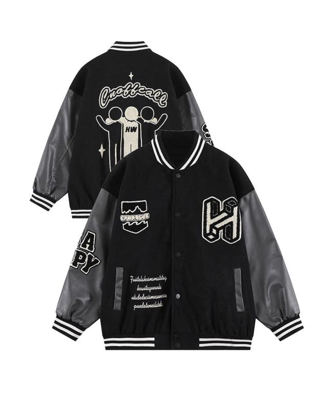 フック（HOOK）/【HOOK】ユニセックスアメカジワッペン刺繍スタジャン