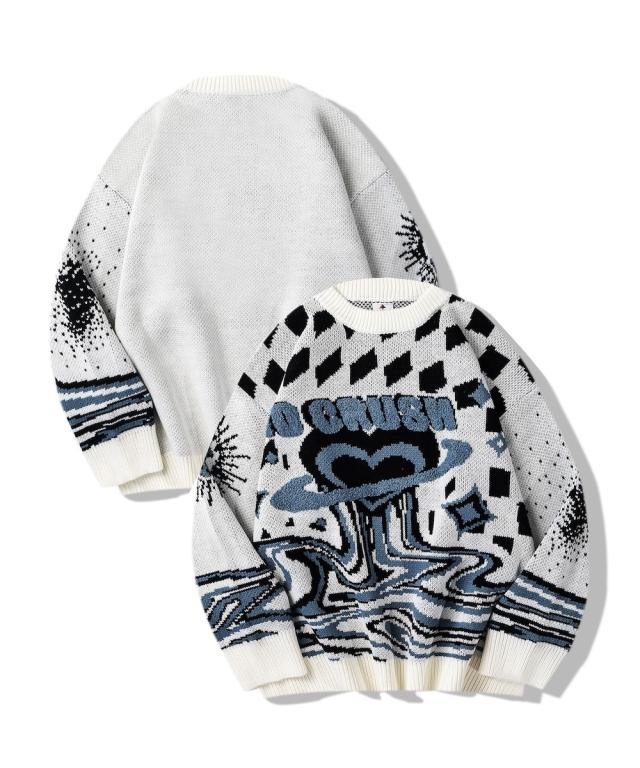 フック（HOOK）/HOOK −original−　レトロ調溶けるハート配色ニットプルオーバーの通販は 5,138円