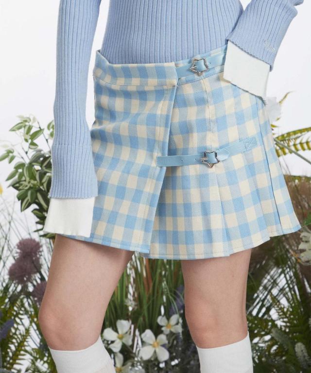 【NEW】フック（HOOK）/【HOOK】for　girls　アシンメトリーチェックプリーツミニスカートの通販は 5,263円