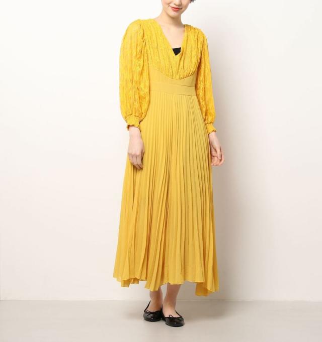 FAUNE Jasmine ワンピース　ナイトドレス　ファウネ Lace Ladies ドレス ウエストギャザーフレアシフォンワンピース