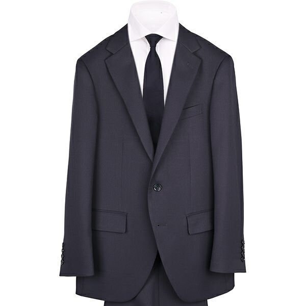 コナカ（konaka）/【新社会人・成人式にも】洗える2釦ノータックスーツ ネイビー×シャドーストライプ ストレッチ