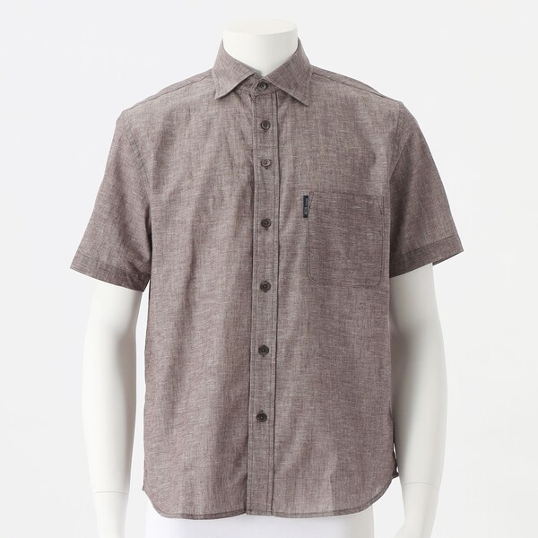 コナカ/【stanley blacker】リネン混カッタウェイ半袖シャツ/ブラウン/ウォッシャブルの通販は 5,192円