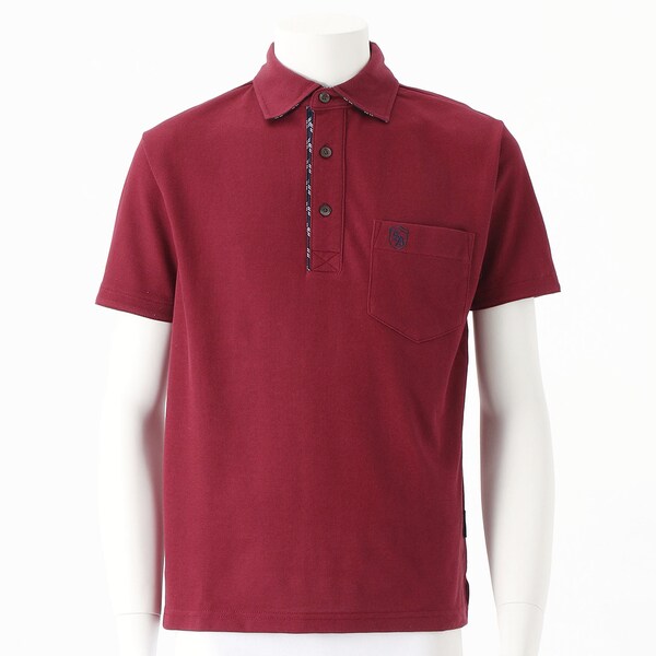 コナカ/【stanley blacker】ストライプ切り替え/半袖ポロシャツ/ワイン/無地/ウォッシャブルの通販は 5,192円