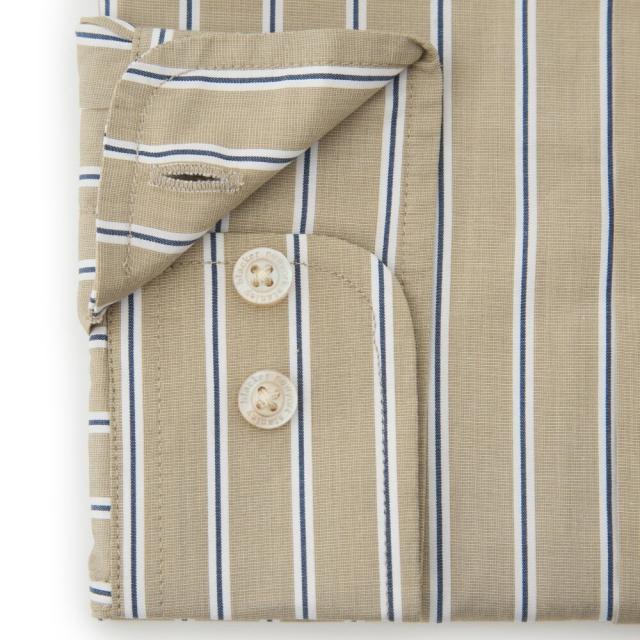 コナカ（konaka）/【stanley blacker】【長袖】バンドカラ?ストライプシャツ ベージュ