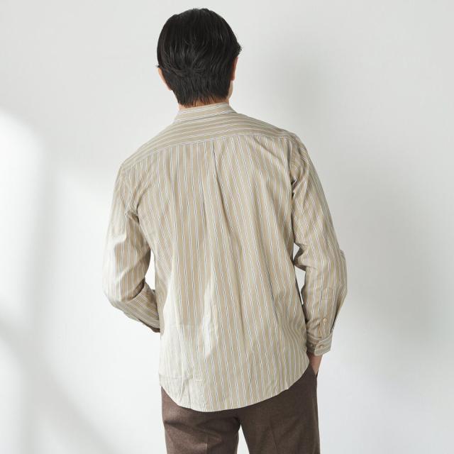 コナカ（konaka）/【stanley blacker】【長袖】バンドカラ?ストライプシャツ ベージュ
