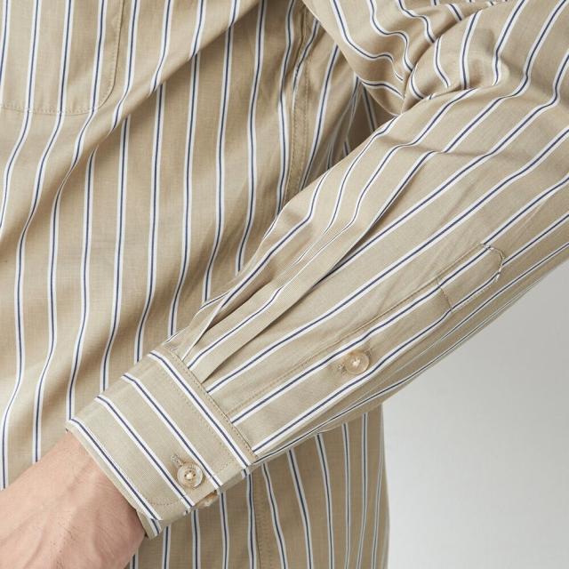 コナカ（konaka）/【stanley blacker】【長袖】バンドカラ?ストライプシャツ ベージュ