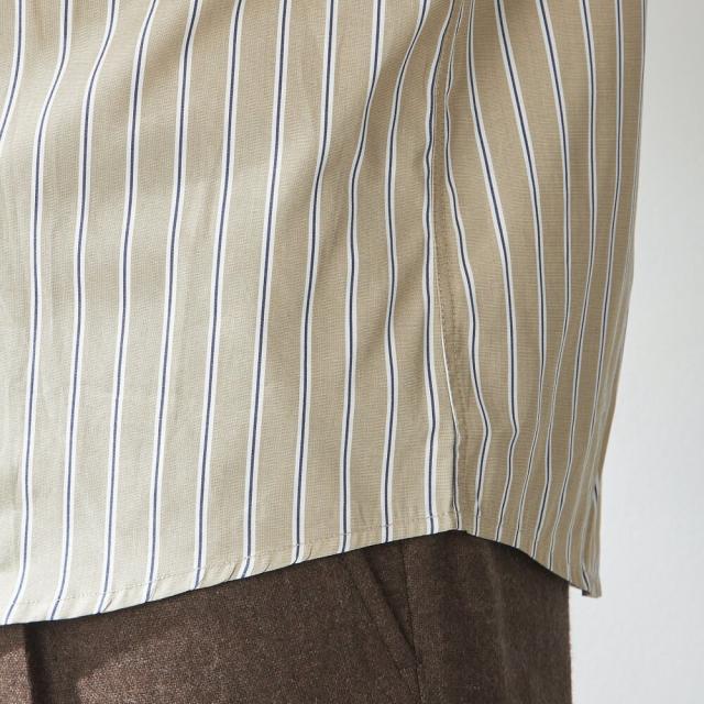 コナカ（konaka）/【stanley blacker】【長袖】バンドカラ?ストライプシャツ ベージュ