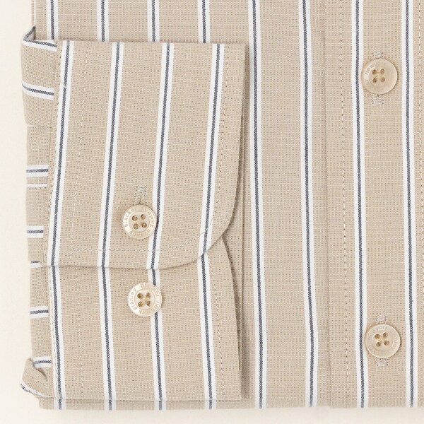 コナカ（konaka）/【stanley blacker】【長袖】バンドカラ?ストライプシャツ ベージュ