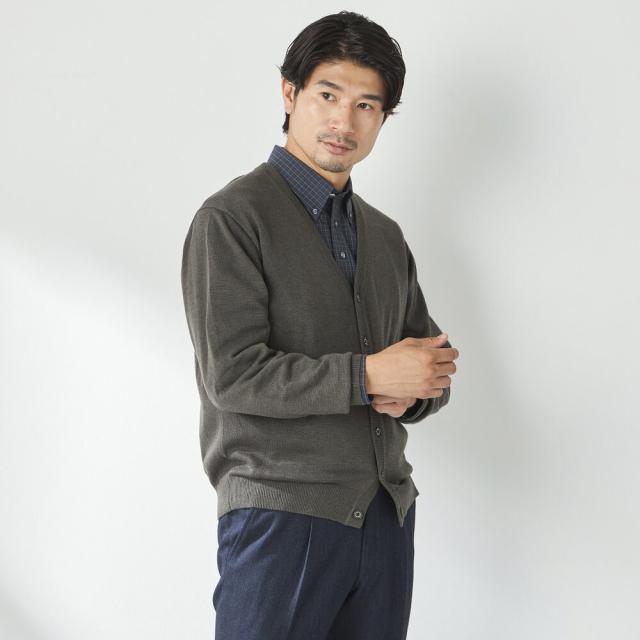 コナカ（konaka）/【stanley blacker】洗えるベーシックカーディガン カーキ 無地