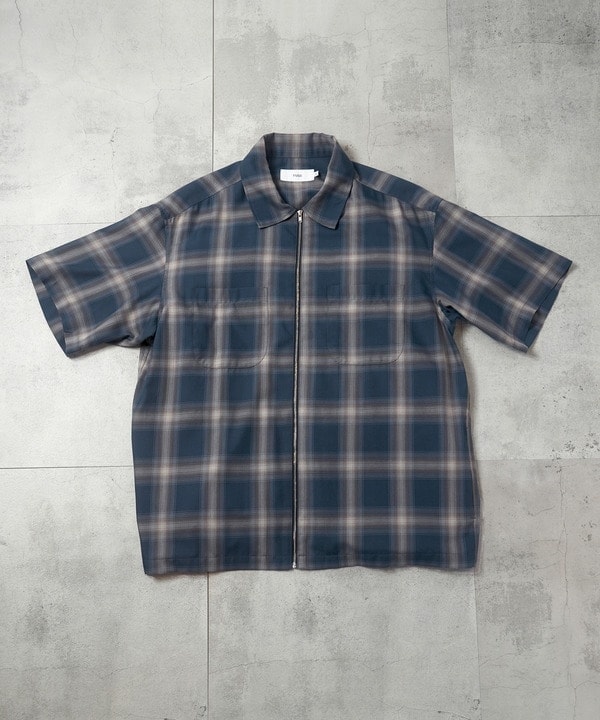 【NEW】フューズ（FUSE）/オンブレーチェックジップハーフスリーブシャツ