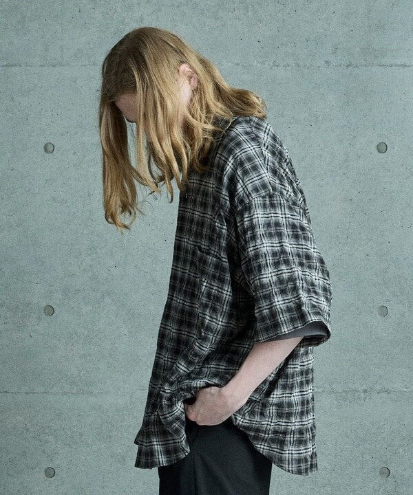 フューズ（FUSE）/シアーチェックビッグシルエットシャツ