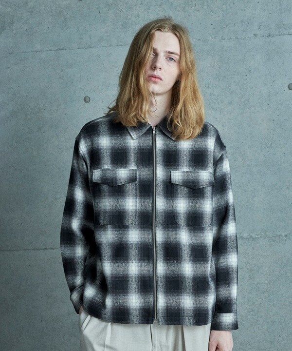 フューズ（FUSE）/オンブレーチェックシャツブルゾン