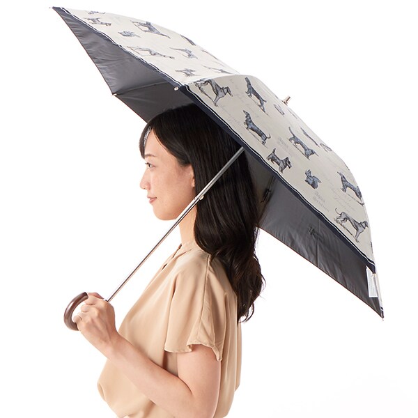 アクアスキュータム 晴雨兼用折りたたみ傘 ワンちゃん柄 アクアスキュータム（AQUASCUTUM）/Aquascutum（アクアスキュー