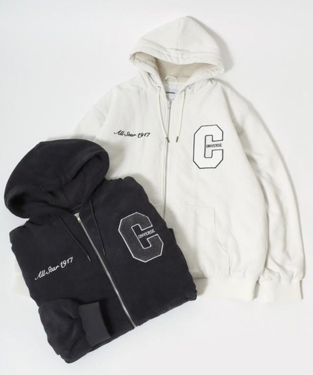コンバース（Converse）/【季節感のあるコーデュロイ】 フード裏ボア フルジップパーカー ジップアップ_13