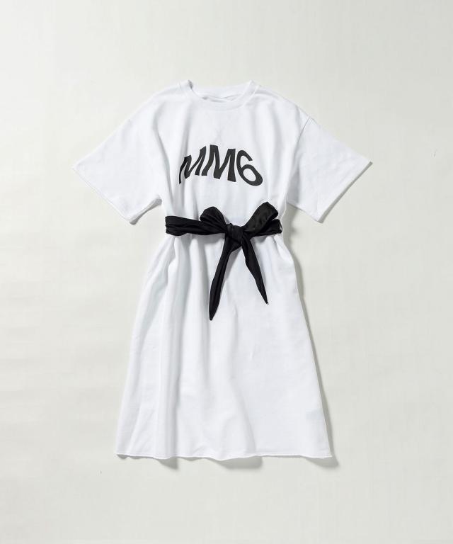 エムエムシックス　メゾン　マルジェラ（MM6 Maison Margiela）/MM6 Maison MargielaKids & Junior ブランドロゴ半袖リボンワンピース_1