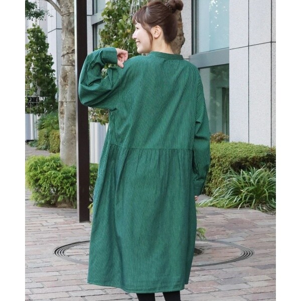 チチカカ（titicaca）/ストライプパッチワンピース(大きいサイズ)