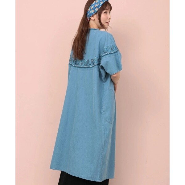 チチカカ（titicaca）/Rico ライトデニムペイズリー刺繍ワンピース