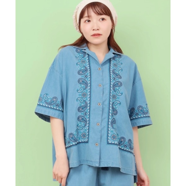 チチカカ（titicaca）/Rico ライトデニムペイズリー刺繍シャツ