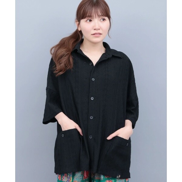 チチカカ（titicaca）/go slow caravan シャーリングレース半袖シャツ【WEB限定】 チチカカ（titicaca）/go slow caravan シャーリングレース半袖シャツ