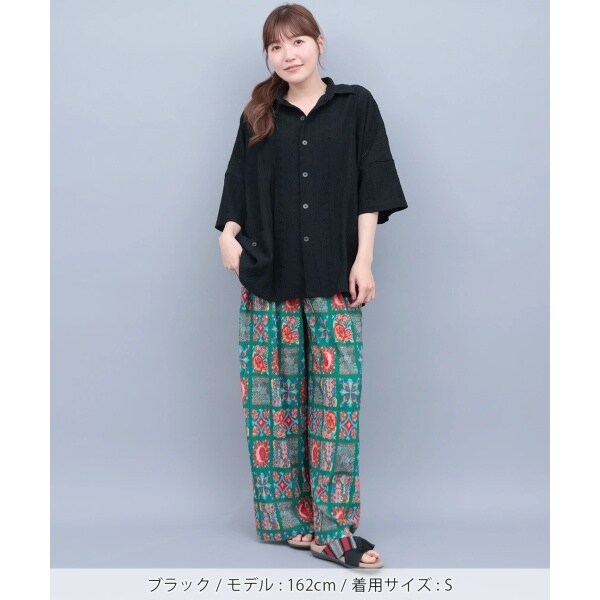 チチカカ（titicaca）/go slow caravan シャーリングレース半袖シャツ