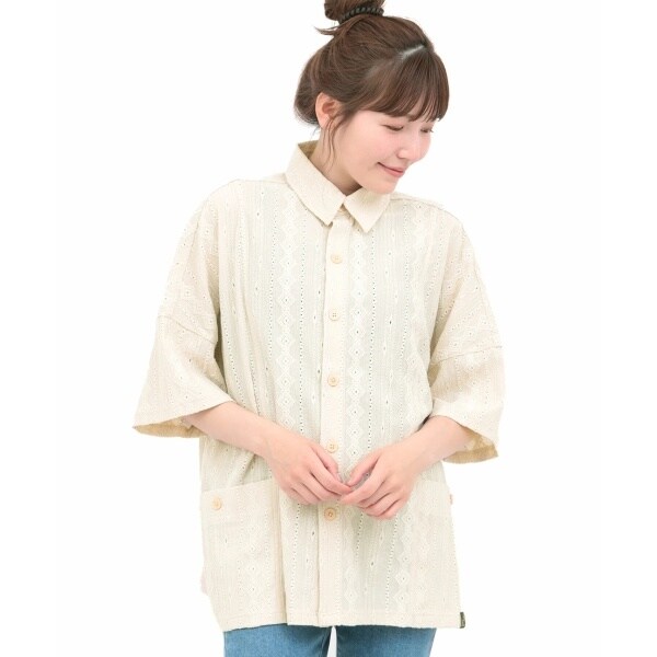 チチカカ（titicaca）/go slow caravan シャーリングレース半袖シャツ