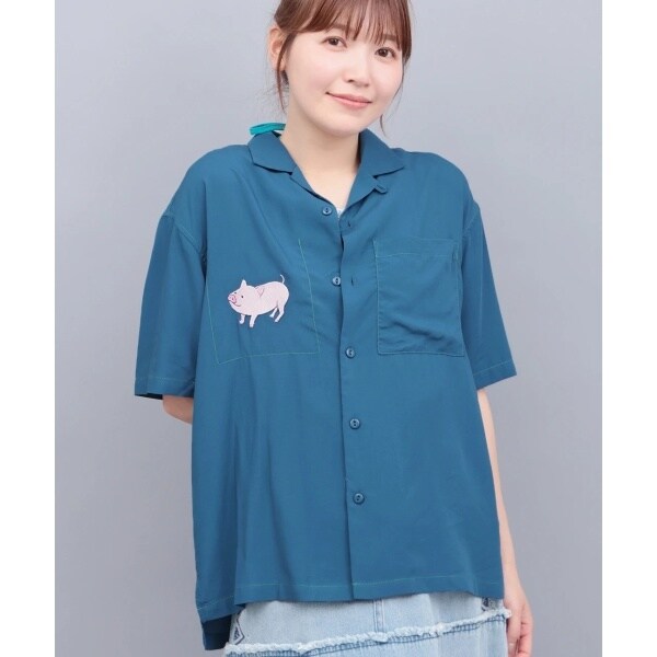 チチカカ（titicaca）/go slow caravan ワンポイント刺繍半袖シャツ【WEB限定】