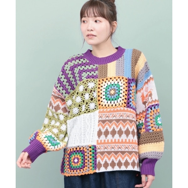 チチカカ（titicaca）/Rico パッチクロシェニットプルオーバー